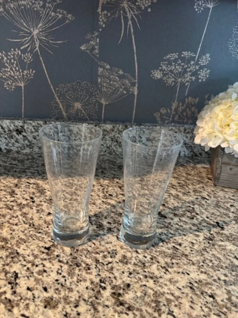 NEW set of two Crate&Barrel classic pilsner tall glasses with heavy base -SALE!